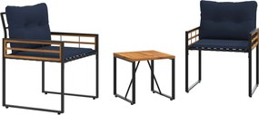 vidaXL Σετ Εξωτερικών Επίπλων με μαξιλάρι 3 pcs Ναυτικό μπλε