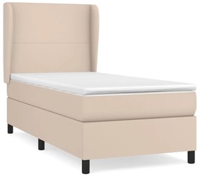 vidaXL Κρεβάτι Boxspring με Στρώμα Καπουτσίνο 100x200εκ.από Συνθ.Δέρμα