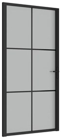 Εσωτερική Πόρτα 102,5x201,5 εκ. Μαύρο Ματ Γυαλί και Αλουμίνιο - Μαύρο