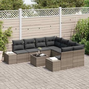 vidaXL Σετ Καναπέ Κήπου με μαξιλάρι 9 pcs Γκρι 55 x 55 x 37 εκ