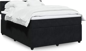 vidaXL Κρεβάτι Boxspring με Στρώμα Μαύρο 140x190 εκ. Βελούδινο