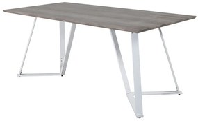 Τραπέζι Dallas 372, Άσπρο, Γκρι δρυς, 75x90x180cm, Ινοσανίδες μέσης πυκνότητας, Μέταλλο | Epipla1.gr