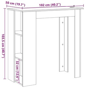 Τραπέζι Κονσόλα με Ράφι Παλιό Ξύλο 102x50x103,5εκ Επεξεργ. Ξύλο - Καφέ