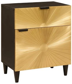 vidaXL Κομοδίνο Μαύρο και Χρυσό 50 x 33 x 60 εκ Μασίφ ξύλο μάνγκο