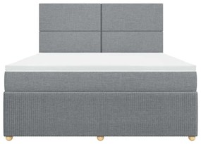 vidaXL Κρεβάτι Boxspring με Στρώμα Ανοιχτό Γκρι 180x200 εκ. Υφασμάτινο