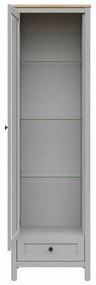 Βιτρίνα Boston DZ107, Γκρι, Ανοιχτό χρώμα ξύλου, Με συρτάρια, Με πόρτες, 203x60x41cm, 53 kg | Epipla1.gr