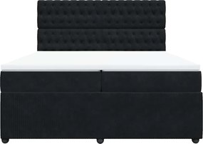 vidaXL Κρεβάτι Boxspring με Στρώμα Μαύρο 200x200 εκ. Βελούδινο