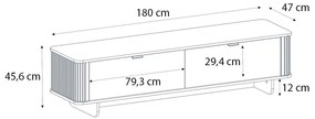 Έπιπλο τηλεόρασης Bohema Megapap χρώμα ivory - sepet oak 180x47x45,6εκ.