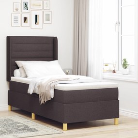 vidaXL Κρεβάτι Box Spring με Στρώμα Σκούρο Καφέ 80x200 cm Ύφασμα