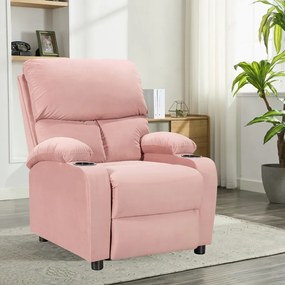 Πολυθρόνα relax με ποτηροθήκη Gartia βελούδο σε απόχρωση σάπιο μήλο 79x94x102εκ