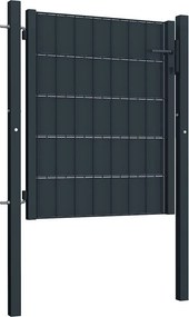 vidaXL Πόρτα Περίφραξης από PVC και Ατσάλι Ανθρακί 100x100 εκ.