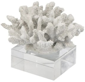Artekko Coral Διακοσμητικό Κοράλλι σε Βάση Ρητίνη Γυαλί Λευκό (21.09x19.05x16)cm Artekko 70303