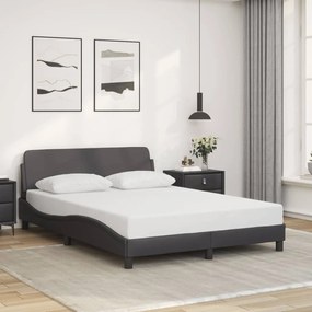 vidaXL Πλαίσιο Κρεβατιού με Κεφαλάρι Γκρι 140x190εκ. Συνθετικό Δέρμα