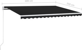 vidaXL Χειροκίνητη τέντα με ηλιακό LED 4 x 3,5 m Ανθρακί