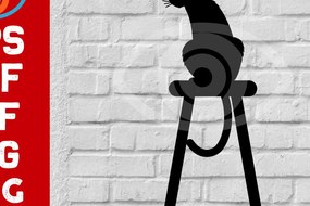 Σετ των 2 Intra απο ξύλο plywood 3mm-4mm πάχος Σχέδιο διακόσμησης τοίχου για γάτα που κάθεται στην καρέκλα Δίασταση 40x40 cm INTRAFABR-67421551