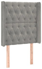 vidaXL Κεφαλάρι Κρεβατιού LED Ανοιχτό Γκρι 83x16x118/128εκ. Βελούδινο