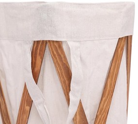 vidaXL Καλάθι Απλύτων Πτυσσόμενο Κρεμ από Ξύλο και Ύφασμα