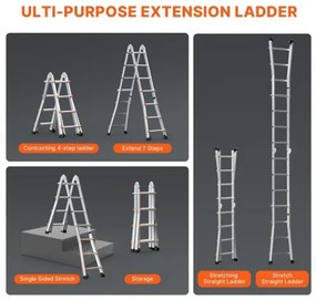 VEVOR Telescoping Ladder A Frame 13 FT Extension Multi-Function for Homework