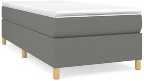 vidaXL Κρεβάτι Boxspring με Στρώμα Σκούρο Γκρι 100x200 εκ. Υφασμάτινο