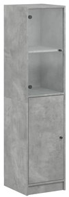 vidaXL Ντουλάπι Γκρι Σκυροδέματος 35x37x142 εκ. με Γυάλινη Πόρτα