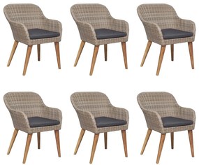 vidaXL Σετ Τραπεζαρίας Κήπου 7 Τεμαχίων Καφέ