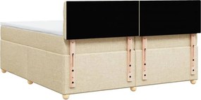 vidaXL Κρεβάτι Boxspring με Στρώμα Κρεμ 200x200 εκ. Υφασμάτινο