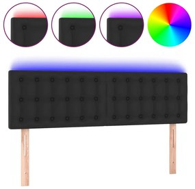 Κεφαλάρι Κρεβατιού LED Μαύρο 144x5x78/88 εκ. Συνθετ. Δέρμα 3121702