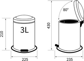 Acero κάδος απορριμμάτων γκρι 3L Sealskin