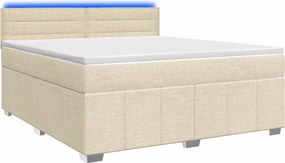 vidaXL Κρεβάτι box spring με στρώμα Κρεμ 140 x 200 cm Ύφασμα