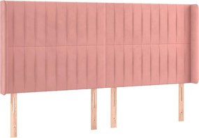vidaXL Κρεβάτι Boxspring με Στρώμα &amp; LED Ροζ 160x200 εκ. Βελούδινο