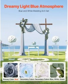 VEVOR Artificial Wedding Arch Flowers Kit Blue With 2 Pcs Flowers 2 Pcs Drapes