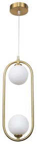 Κρεμαστό φωτιστικό σε χρυσαφί χρώμα και λευκή οπαλίνα 2XG9 D:40cm (4023-GL)