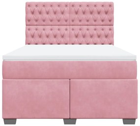 vidaXL Κρεβάτι Boxspring με Στρώμα Ροζ 160x200 εκ. Βελούδινο