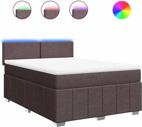 vidaXL Κρεβάτι Boxspring με Στρώμα Σκούρο Καφέ 140x190 εκ. Υφασμάτινο