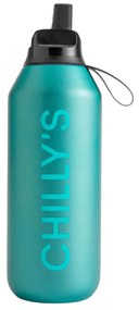 Μπουκάλι Θερμός Series 2 Flip Chilly's με πτυσσόμενο καλαμάκι, χωρητικότητα 500ml και διατήρηση θερμοκρασίας 24h κρύο - Metallic Atlantis