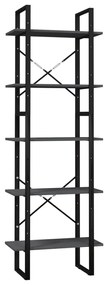 vidaXL Βιβλιοθήκη με 5 Ράφια Γκρι 60 x 30 x 175 εκ. από Ξύλο Πεύκου