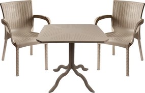 Τραπεζαρία Icon-Festive pakoworld σετ 3τεμ PP σε cappuccino απόχρωση