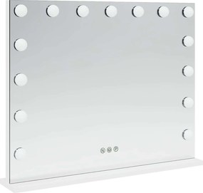 vidaXL Καθρέφτης Vanity LED Λευκό 58 x 10 x 47 εκ Γυαλί και Χάλυβας