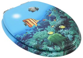 vidaXL Κάλυμμα Λεκάνης με Καπάκι Soft Close Σχέδιο Βαθιά Θάλασσα MDF