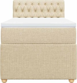 vidaXL Κρεβάτι Boxspring με Στρώμα Κρεμ 80 x 200 εκ. Υφασμάτινο