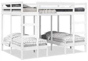 Σκελετός Τριπλής Κουκέτας Λευκός 140x200/70x140 εκ. Μασίφ Πεύκο