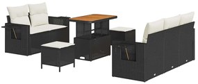 vidaXL Σετ Καναπέ Κήπου 8 pcs Μαύρο συνθετικό ρατάν