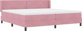 vidaXL Κρεβάτι με ελατήρια με κεφαλάρι Ροζ 200 x 200 cm Βελούδο