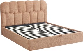 Κρεβάτι διπλό Sectra pakoworld terracotta μπουκλέ ύφασμα 160x200εκ
