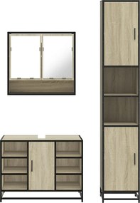 vidaXL Σετ Επίπλων Μπάνιου 3 Τεμαχίων Sonoma Δρυς Επεξεργασμένο Ξύλο