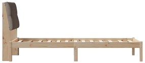 vidaXL Σκελετός Κρεβατιού με Επενδεδυμένο Κεφαλάρι Καφέ 75 x 190 cm