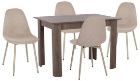 Σετ τραπεζαρίας C11617.07 5 τμχ σε Sonoma oak και Μπέζ ύφασμα