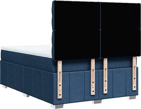 vidaXL Κρεβάτι Boxspring με Στρώμα Μπλε 140x190 εκ. Υφασμάτινο