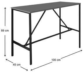 Τραπέζι μπαρ - stand Crego Megapap μεταλλικό - μελαμίνης χρώμα ανθρακί - μαύρο 100x45x89εκ. - GP041-0058,2 - GP041-0058,2