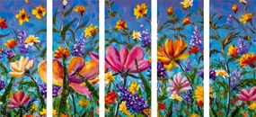 Έγχρωμη εικόνα 5 μερών λουλούδια στο λιβάδι - 200x100